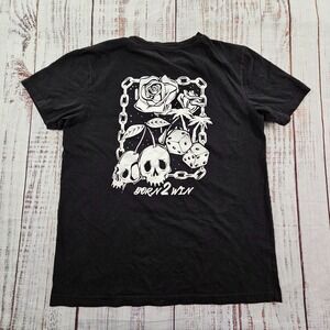 Born 2 Win Skulls Dice Taco Tuesday Black Short Sleeve Cotton T-Shirt Men's M